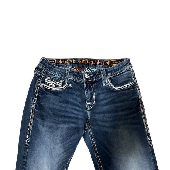 Rock Revival  Sukara Easy Crop Jeans Embellished Embroidered Women's sz 29 - Picture 2 of 9